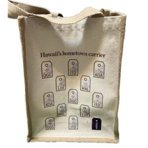 Hawaiian Airlines Collector's Hawaii's Hometown Carrier Canvas Burlap Tote Bag